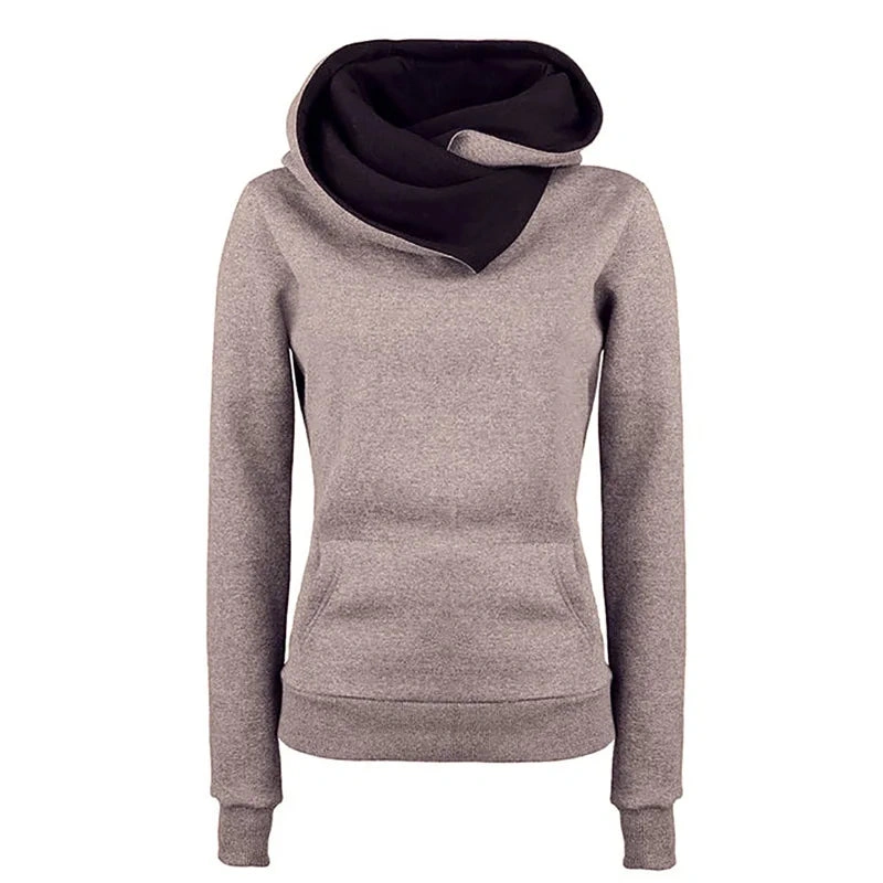 Cozy Vibes: Women’s Turn Down Collar Hoodie – Effortless Style & Comfort.